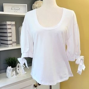 INC White top tie short sleeve